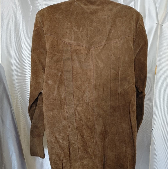 Vintage rugged suede snap front jacket L with belt - Picture 3 of 10